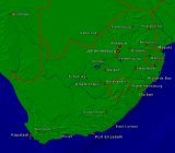 Südafrika Städte + Grenzen 800x701